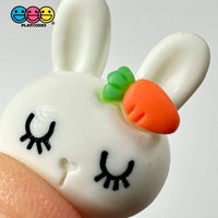 White Bunny Rabbit Kawaii Easter Flat Back Carrot Charms Cabochons Decoden Charm 10 Pcs Playcode3