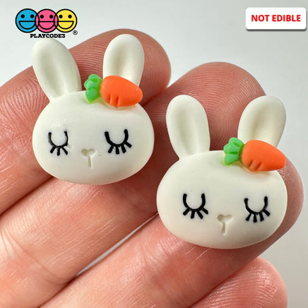 White Bunny Rabbit Kawaii Easter Flat Back Carrot Charms Cabochons Decoden Charm 10 Pcs Playcode3