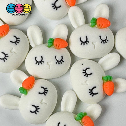 White Bunny Rabbit Kawaii Easter Flat Back Carrot Charms Cabochons Decoden Charm 10 Pcs Playcode3