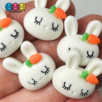 White Bunny Rabbit Kawaii Easter Flat Back Carrot Charms Cabochons Decoden Charm 10 Pcs Playcode3