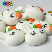 White Bunny Rabbit Kawaii Easter Flat Back Carrot Charms Cabochons Decoden Charm 10 Pcs Playcode3