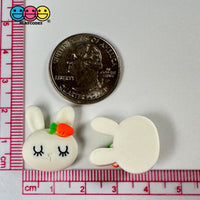 White Bunny Rabbit Kawaii Easter Flat Back Carrot Charms Cabochons Decoden Charm 10 Pcs Playcode3