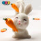 White Bunny Rabbit With Carrot Figurine Easter Cute Figurines Plastic Resin 5 Pcs