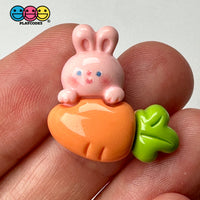 White Pink Easter Bunny Rabbit Carrots Flat Back Cabochons Decoden Charm 10 Pcs Playcode3 Llc