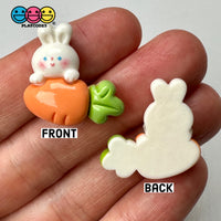 White Pink Easter Bunny Rabbit Carrots Flat Back Cabochons Decoden Charm 10 Pcs Playcode3 Llc