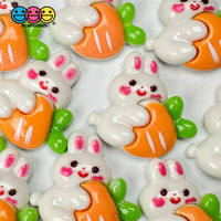 White Rabbit Bunny Carrots Easter Kawaii Charm Flat Back Cabochons Decoden 10 Pcs Playcode3 Llc