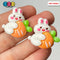 White Rabbit Bunny Carrots Easter Kawaii Charm Flat Back Cabochons Decoden 10 Pcs Playcode3 Llc