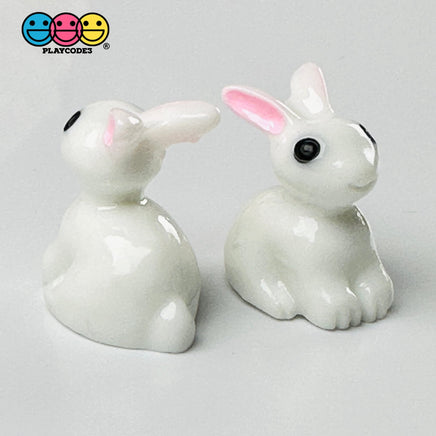 White Rabbit Bunny Mini Easter Charms Cabochons Decoden (10 Pcs) Playcode3 Llc Charm