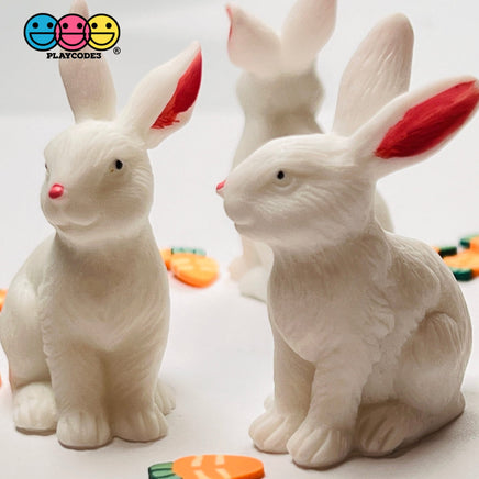 White Rabbit Figurine Bunny Easter Figurines Plastic Resin 5 Pcs Playcode3 Llc