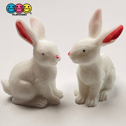 White Rabbit Figurine Bunny Easter Figurines Plastic Resin 5 Pcs Playcode3 Llc