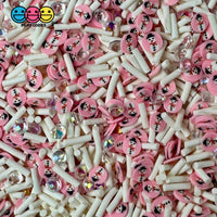 Winter Snowman Dance With Me Holiday Christmas Peppermint Pink Rhinestone Beads Fake Clay Sprinkles