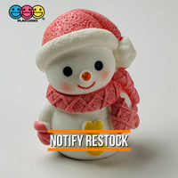 Winter Snowman Figurines Pink Blue Christmas Holiday Miniature Figures 4Pcs 3D Cabochons Decoden