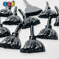 Witches Broom Black Flatback Charm Halloween Cabochons 10 Pcs