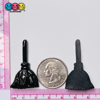 Witches Broom Black Flatback Charm Halloween Cabochons 10 Pcs