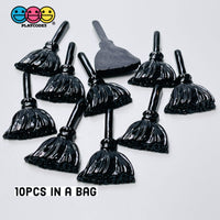 Witches Broom Black Flatback Charm Halloween Cabochons 10 Pcs
