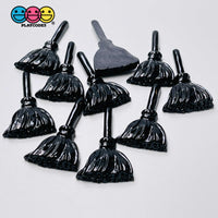 Witches Broom Black Flatback Charm Halloween Cabochons 10 Pcs