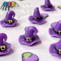 Witches Hat Purple Mini Charm Halloween Cabochons 10 Pcs