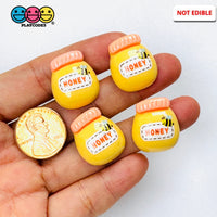 Yellow Honey Jar with Bee Fake Food Charms Flatback Craft Supply 10pcs - Fake Food
