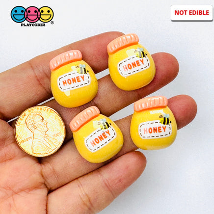 Yellow Honey Jar with Bee Fake Food Charms Flatback Craft Supply 10pcs - Fake Food