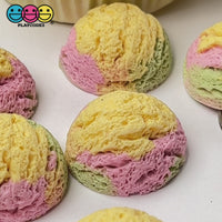 Ice Cream or Sherbet Scoop Mini Flatback Charms Multi Colors Cabochons 10pcs
