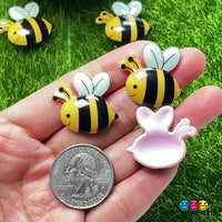 Bumblebee Charms Concave Back Bee Honey Bees Cabochons 10 pcs