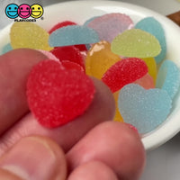 Gummy Heart Shaped Sugar Coated Fake Candy Flatback Valentine Charms 10 pcs 5 Colors