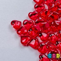 Heart Shape Red Translucent Fake Beads Acrylic Bead Valentine's Day 100 grams NO HOLES 10 mm