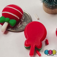 Christmas Red Lollipop with Green Bow Flatback Charm Christmas Charms Cabochons 10 pcs