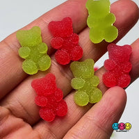 Gummy Bears Red Green Christmas Theme Candy Charms Sugar Coated Flatback Charm 20 pcs