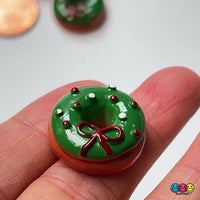 Christmas Wreath Mini Doughnut Flatback Charm Decoration Cabochons 10 pcs