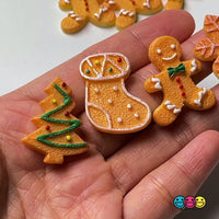 Cookie Christmas Theme Charms Gingerbread Man Tree Snowflakes Fake Food Decoden  10/12pcs