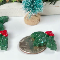 Mistletoe Christmas Flat back Charms Glitter Cabochons 10 pcs