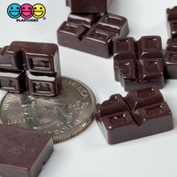 Dark Chocolate Bars Mini with Bite Faux Candy Flat back Charms Fake Bake Cabochons 10 pcs