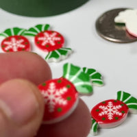 Candy Christmas Snowflake Wrapped Hard Fake Candies Red Green Flat back Charms Cabochons 10 pcs