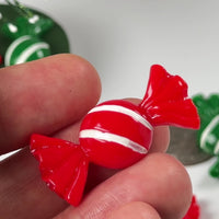 Candy Christmas Wrapped Hard Fake Candies Red Green Flat back Charms Cabochons 2 Colors 10 pcs