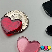Heart Shaped Transparent and Solid Black Charms 3 Colors Cabochons 10 pcs