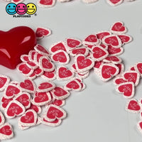 Be Mine Valentine Red Hearts Fimo Slices Fake Sprinkles Decoden Jimmies