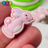 Bunny Rabbit Flat Back White Belly Charms 4 Colors Cabochons 10pcs