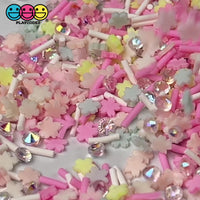 Blooming Blossoms Mix Fimo Diamond Rhinestone Fake Polymer Clay Sprinkles Pink Flowers Jimmies Funfetti