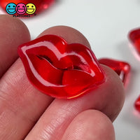Lips Red Transparent Charms Charm Valentine's Day Cabochons Decoden 10 pcs