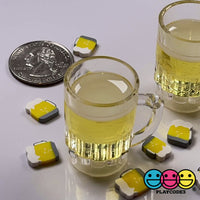 Beer Glass Mug Mini Charm with Holes Miniature Realistic Cabochons Fake Food 5 pcs