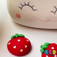 Strawberry Mini Flatback Whole Strawberries Hearts Charms Fake Fruit Cabochons Decoden 10 pcs