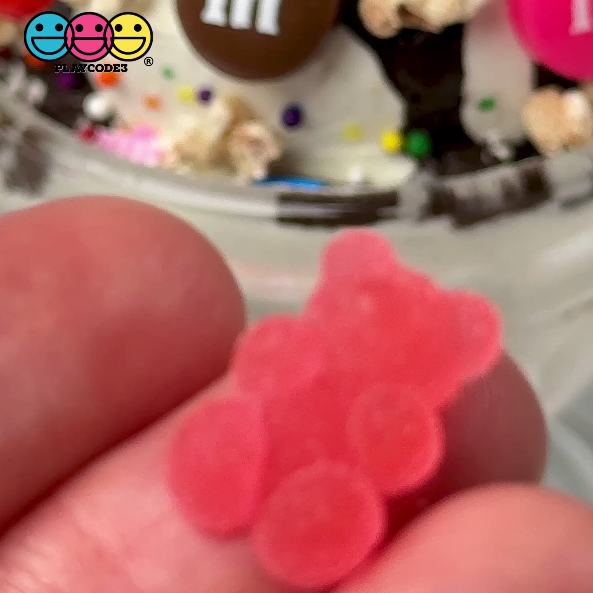 Gummy Bear Fake Candy Clear Transparent Hard Plastic Realistic Flatbac