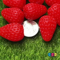 Strawberry Whole Strawberries Realistic Fake Fruit Food 3D Charm Cabochons 10 pcs