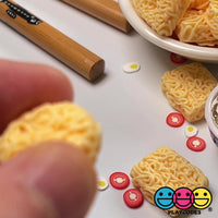 Ramen Instant Noddle Miniatures Mixed Charm Round and Square Flatback Charms 10 pcs