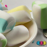 Marshmallows Mini Charms Cabochon Fake Food Hard Clay Light Weight NOT SOFT Decoden 12 pcs