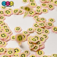 Smiling Flower Happy Face Fimo Slices Pink Yellow Fake Clay Sprinkles Decoden Jimmies