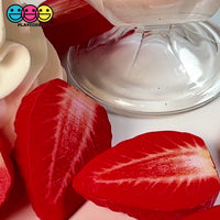 Strawberry Slices Flatback HARD Resin Imitation Fake Food Life Like Plastic Strawberries 10 pcs