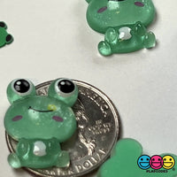 Frog Flatback Mini Charms Glitter Cabochons Frogs Kawaii Decoden 10 pcs