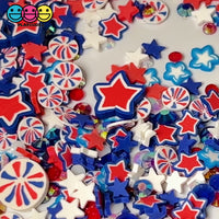 American Celebration Star Fimo Slices Rhinestones Confetti Fake Polymer Clay Sprinkles 4th of July Jimmies
